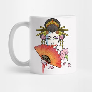 Zombie Girl Floral Geisha Mug